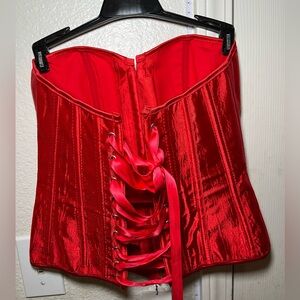 Red Lace Up Corset Top